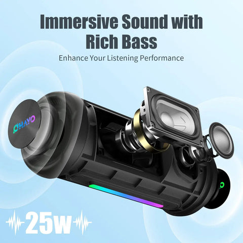 Cutaway view of Outdoor Waterproof Bluetooth Speaker With Bass Boost And 35W Power For Loud Stereo Sound IPX7 Portable Party Speaker