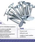 Front view of 50-piece set: 1/4-20 x 2 in galvanized steel elevator bolts, flat-head