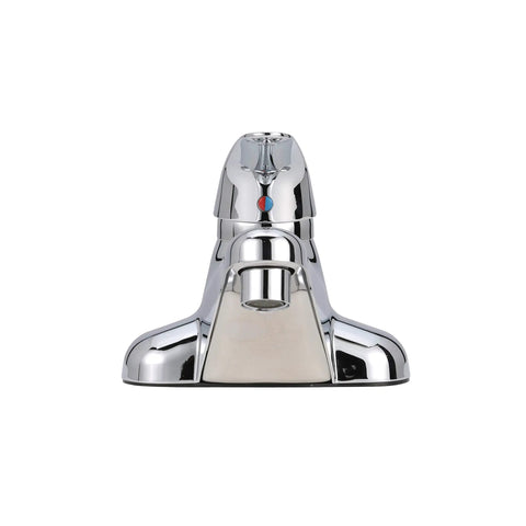 Front view of Single-Control Deck Mount Lavatory Faucet in Chrome with 5-Inch Spout and Eight Flow Options from 0.35 Gpm to 2.2 Gpm
