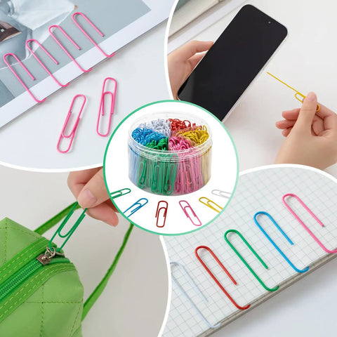 Two Inch Multicolor Paper Clips And Binder Clips 300 Pack For Office And School Rust Resistant And Durable Metal Clips Colorful And Practical