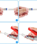 Steps using Coax Cable Crimping Tool Kit With Stripper And Universal Compression Tool Includes 5 RG6 F Type Connectors, 5 Compression