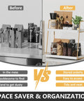Two Tier Wooden Coffee Bar Organizer For Countertop And Corner Spaces Multifunctional Coffee Station Shelf with organized accessories