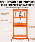 Heavy-Duty 12 Ton H Frame Shop Press For Metalworking And Auto Repairs In The Garage With Stable Floor Mount, front view