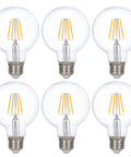 LED Edison Vintage Vanity Globe Bulbs G25 4W Dimmable With 40W Equivalent, Warm White 2700K, E26 Base, 6 Pack