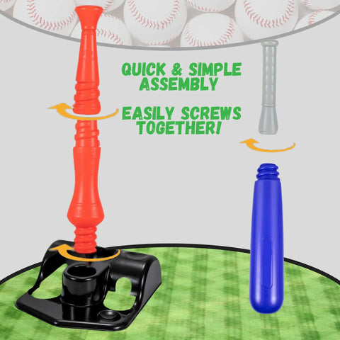 Assembly illustration of Kids Tball Set With Tee Oversized Bat And Six Oversized Balls For Ages 3 To 5 And Toddlers with parts labeled.