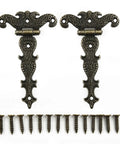 Two Piece Vintage Door Hinge Set For Cabinets And Wardrobes With Screws Old School Hardware Style For Furniture Durability
