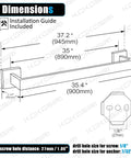 Detailed diagram of 36 Inch Single Towel Bar Wall Mounted Matte Black Finish Made From SUS 304 Stainless Steel Durable Bathroom And Kitchen Towel Rack With Quick Install Brackets And Rustproof Corrosion Resistant Design showing measurements.