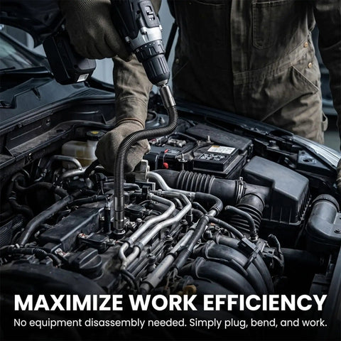 Flexible Half Inch Drive Rotating Extension Connector With 360 Degree Movement, Metal Linkage Rod For Repair, Maintenance, Shop And DIY, Two Piece Set 25 Cm Length, Handy Access In Tight Spots And Hard To Reach Angles. used in engine bay repair