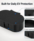 Bulletproof Ccs Charging Port Cover For Tesla Model 3 And Fisker Ocean, black plastic, heat resistant, designed for daily EV use.