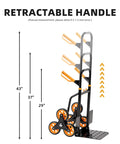 Heavy Duty Stair Climber Hand Truck Dolly With Dual Tri Wheel System For Stairs, 265 Lb Capacity, Foldable Steel Frame, Telescoping Ergonomic Handle, 43 in retractable handle