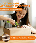 JCCHJTX 4V Cordless Electric Scissors With Led Light, Rechargeable Box Cutter For Cardboard Cloth Leather Plastic SKS7 Blade, Long Battery Life, Compact Design cutting through cardboard.