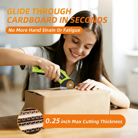 JCCHJTX 4V Cordless Electric Scissors With Led Light, Rechargeable Box Cutter For Cardboard Cloth Leather Plastic SKS7 Blade, Long Battery Life, Compact Design cutting through cardboard.