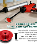 Heavy Duty Metal Plunger And Screw Replacement Kit For 20 Oz Sausage Barrel Caulk Guns showing components compatible with 20 oz barrels.