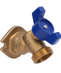 Heavy Duty Quarter Turn Ball Valve Brass G1/2 Female Thread To G3/4 Male Thread Plumbing Connector For House Water Lines with blue handle.