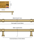 Diagram of Champagne Bronze Cabinet Pulls 10 Pack Heavy Duty Solid Kitchen Drawer Handles 128mm with measurements.