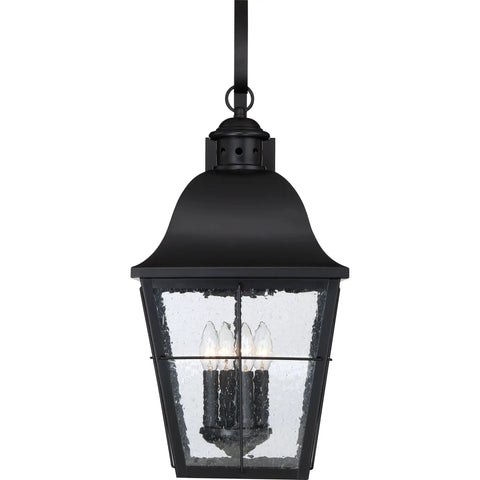 Classic Millhouse 18.5 Inch Outdoor Wall Lantern In Mystic Black With Clear Seeded Glass, Traditional Two Light Exterior Sconce