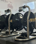 Killer Heavy Duty Workhorse Rotating Water Spray Featuring One Hundred Foot Telescopic Manual Hose Reel with pressure gauge and metal reels.