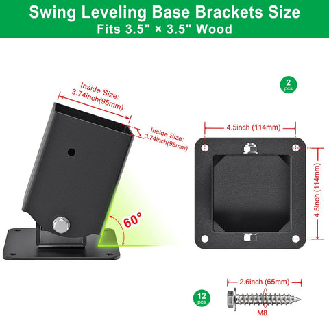 Heavy Duty Swing Set Brackets A Frame Hardware Kit With 1 Middle Bracket And 2 Leveling Base Brackets Fits 4x4 Posts And 4x6 Beams Keeps Backyard Swing Set Stable Dry And Safe With Multi Angle Leveling For Uneven Ground