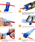 Step-by-step guide using 100 Piece Quick Splice Solderless Wire Connectors T Tap Kit, Insulated Terminal Assortment for 22 to 10 AWG.