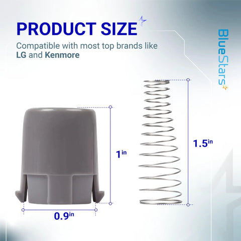 Washer Magnetic Door Plunger Replacement Part For LG And Kenmore Elite Washers with dimensions and spring.