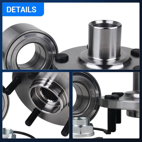 Front Wheel Bearing And Hub Assembly Set Of 2 For Toyota Camry 1992-2003 Sienna 1998-2003 Avalon 1995-2004 Solara 1999-2003 Lexus ES300 RX300 1999-2003 Five Lugs Non ABS Front Left And Front Right For Your Ride, detailed view