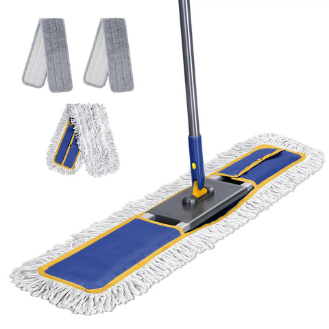 36 Inch Pro Grade Commercial Mop For Floor Cleaning With 3 Microfiber Pads, Heavy Duty Industrial Mop With 60 Inch Long Handle
