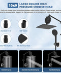 10 Inch Rainfall Filtered Shower Head With Handheld, High Pressure Matte Black Shower System, installation diagram