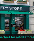 Double Sided Open Sign With Rope For Biz Hours Open Closed Sign 11 By 6.1 Inch Easy Flip Display in storefront setting