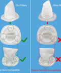Comparison of Replacement Filters For Black And Decker Dustbuster Hand Vacuums HNVCF10 6 Pack showing hole compatibility