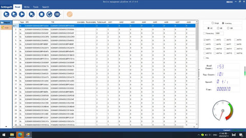 Data management software interface for Portable UHF RFID Reader Writer 902 928 MHz With Type C USB And Bluetooth Five Point Zero.