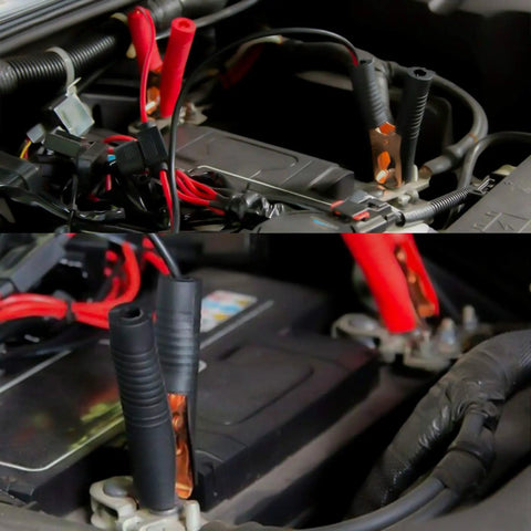 Heavy Duty Alligator Clamp Extension Cable To Female Cigarette Lighter Socket Adapter for direct battery connection in vehicle.