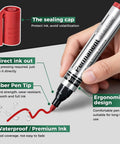Heavy Duty Permanent Markers With Smooth Fine Tips In Bold Black Red Blue And Green Feature A Wide Comfort Grip And Fast Drying Waterproof Ink That Stays Put Through Thick And Thin Solid Everyday Choice For Work Or School, detailed with fiber tip and ergonomic design.