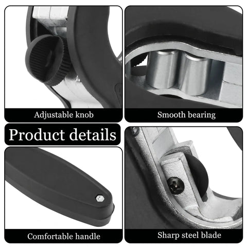 2-In-1 Ratcheting Pipe Cutter For Tight Spaces With Included Gloves, No-Fuss Cuts Copper PVC PPR And Plastic Tubing From 5/16 To 1-1/8 Inch, Close Quarters Tube Cutter For Pro Or DIY Maintenance, Smooth And Precise Cut, adjustable knob and steel blade
