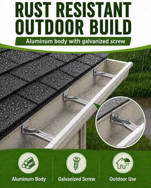 Five Inch Gutter Hangers Kit, 25 Pack Heavy Duty Hidden Brackets With Pre Inserted Screws installed on roof gutter