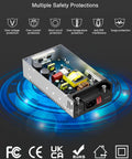 Rugged 12 Volt Power Supply Converting 110 Down To 12 At 50 Amps internal components showcasing safety features and design.
