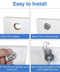 Installation guide for keyed alike cam lock set with a one and one eighth inch cylinder, fits panels up to nine tenths inch thick