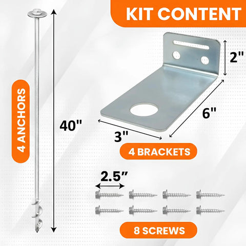 Built To Last And Tough As Nails 40 Inch Ground Anchors Set Of 4 With Brackets And Drill Bit For Mobile Homes Sheds Swing Sets And Play Structures Easy To Install With Your Drill And The Included Bit