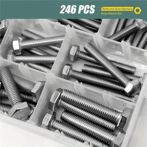 All Purpose Hex Bolt Kit M6 M8 M10 In 304 Stainless Steel, 1650 Piece Fastener Set For DIY Projects, Auto, Garage And Home Repairs, Heavy Duty Hardware Essentials in compartment box