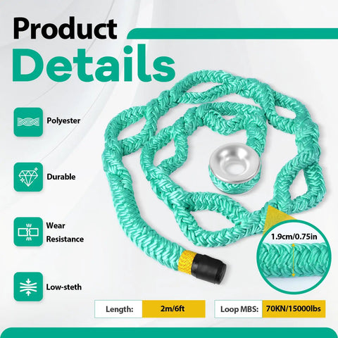 Heavy Duty Tree Rigging Rope Ring Sling Three Quarter Inch By Six Feet With Aluminum Ring Quick Setup for Tree Pruning