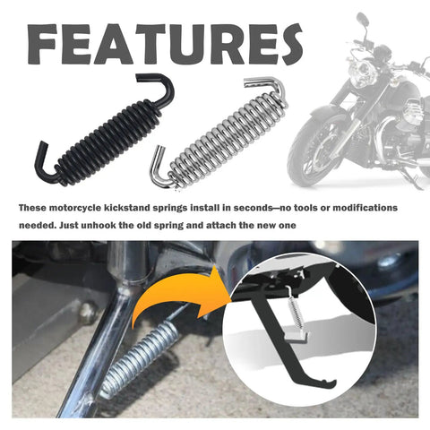 Heavy Duty Aluminum Motorcycle Kickstand Springs Pair OEM 50005-85A Fits Harley Softail Fxst And Tour Glide Flt, showing black and silver springs.