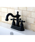 Heritage 4 Inch Centerset Lavatory Faucet With Metal Cross Handle In Oil Rubbed Bronze Finish, Solid Brass Construction