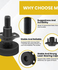 Adjustable Leveling Feet Set 4 Pack Three Eighths Inch 16 Threaded Heavy Duty Beefy Leg Levelers With T Nut Kit Large Base