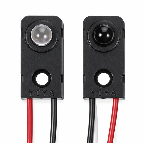 Front view of Through Beam Photoelectric Sensor 5mm IR Break Beam Counting Module with 30cm Cable and Rugged PVC Housing.