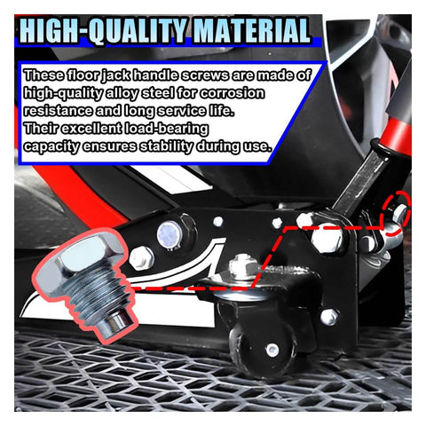 Beefed Up Car Floor Jack Handle Bolts Set For 3 Ton To 4 Ton Horizontal Floor Jacks, close-up view of installed bolt on jack