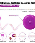 Retractable 60 Inch Tape Measure Set For Sewing, Crafting And DIY, fiberglass non stretch mini measuring tape in purple case