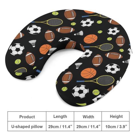 Women Memory Foam U Shaped Neck Pillow For On The Go Comfort with sports pattern, 29cm x 29cm x 10cm for travel use