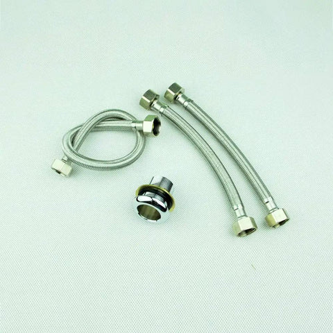 Flexible hoses and connector for Brushed Nickel Tub Deck Mount Faucet Set With Waterfall Tub Filler Three Handles Five Hole Design