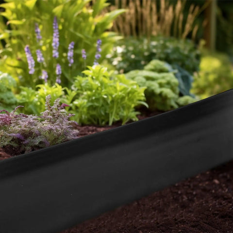 8 Inch Tall 33 Ft Garden Landscape Edging Kit With Hammer And Stakes Black Plastic Border For Lawn And Flower Beds in garden