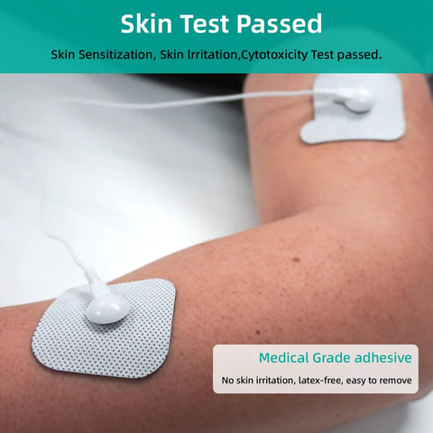Universal Replacement Pads For Tens Units 40 Adhesive Electrodes Reusable 2 By 2 Inch Snap On 3.5 Mm Connectors Compatible With Most Muscle Stimulators Easy Stick Long Lasting Comfort medical-grade adhesive pad on arm
