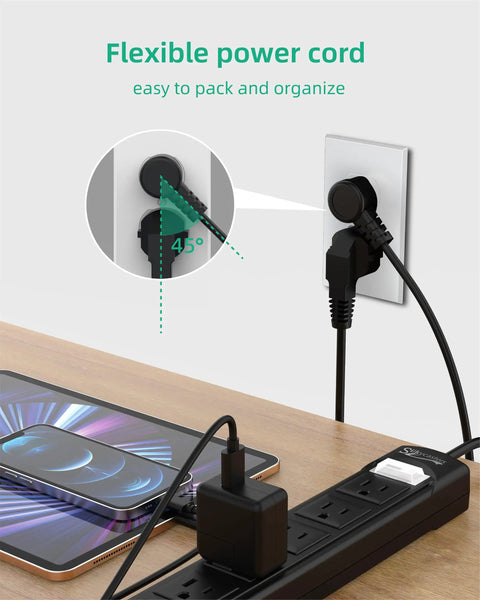 Weatherproof Outdoor Power Strip With Six Outlets Six Foot Extension Cord 1875W Surge Protector plugged into wall